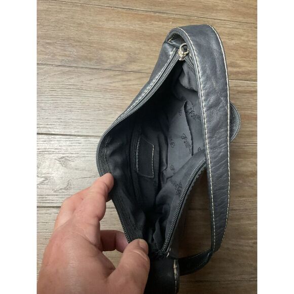 Vtg Y2K Era Fossil Black Leather Shoulder Bag Immaculate Condition - Picture 3 of 7